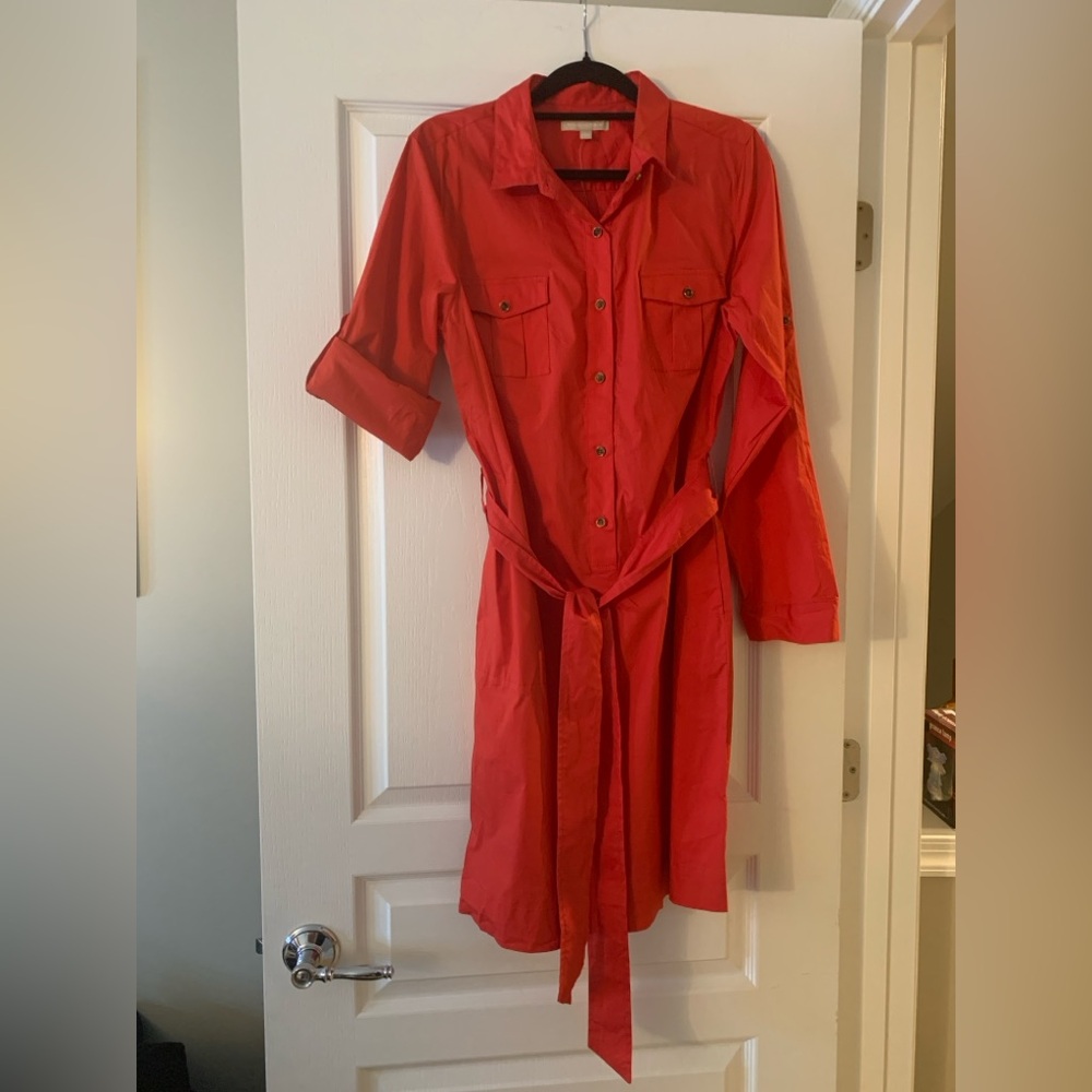 Banana Republic Vibrant Red Shirt Dress